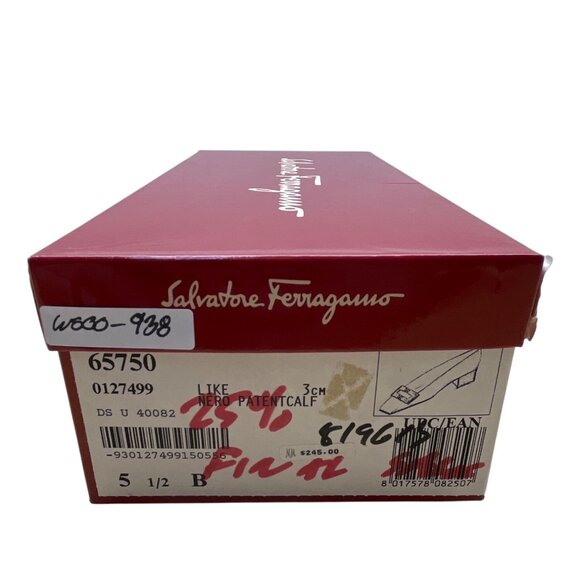 Salvatore Ferragamo Womens Black Patent Leather Silver Buckle Loafers Sz 5.5 B - Picture 8 of 9